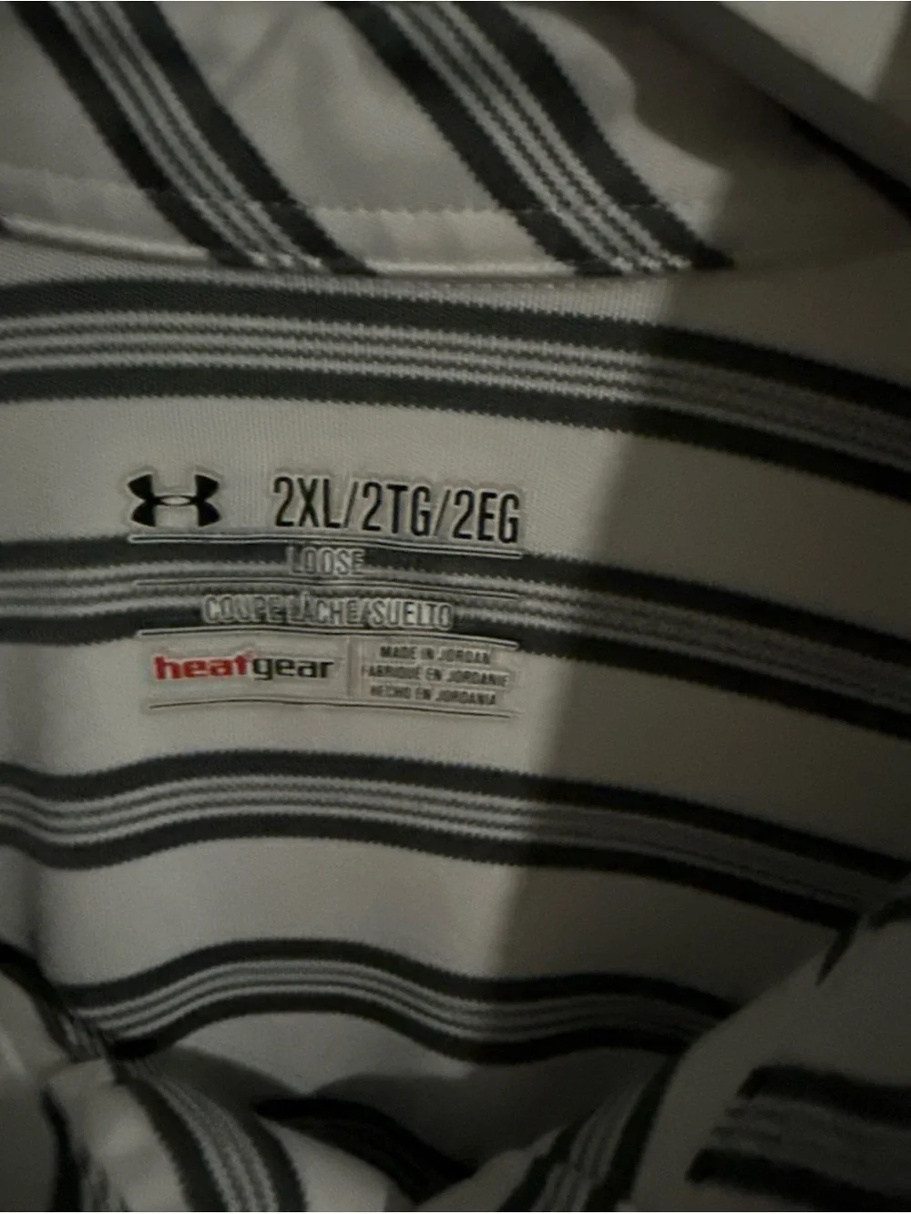 Under Armour Men's White Polo with Gray Stripes